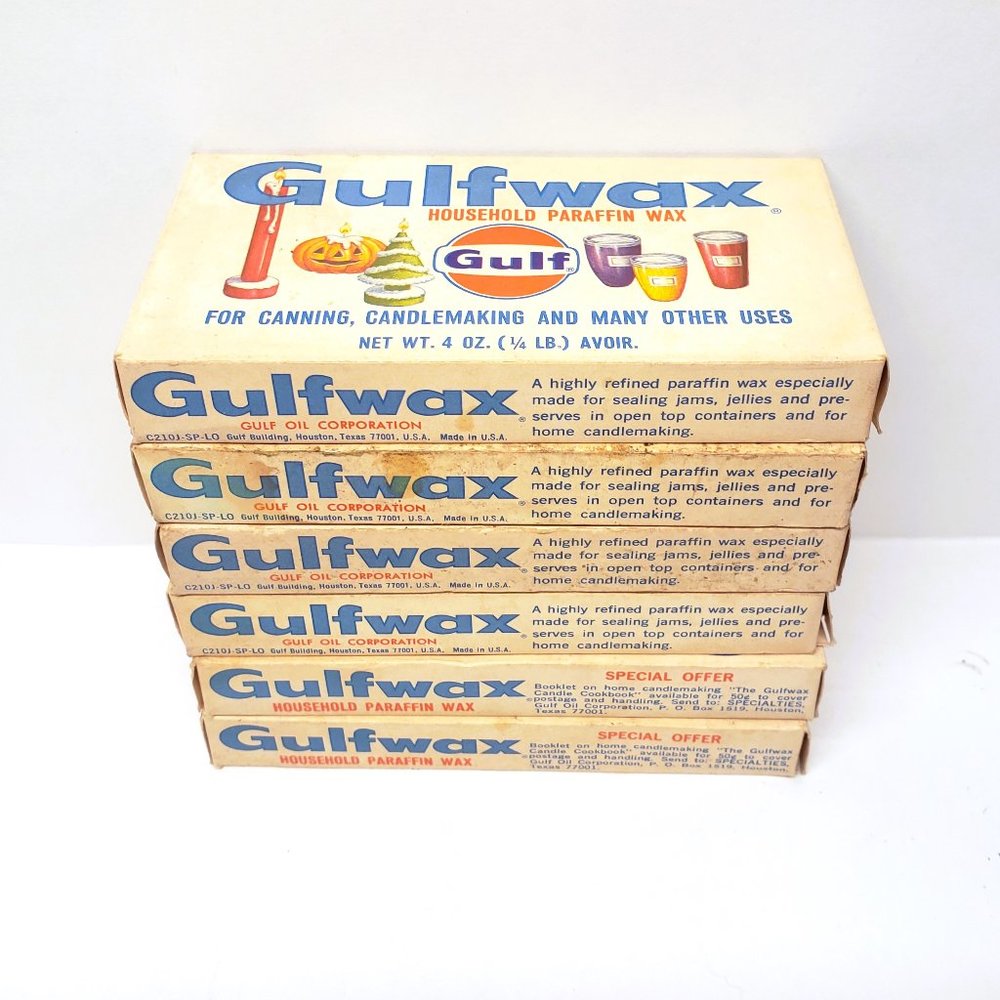 Vintage Gulfwax Household Paraffin 6 Box 4oz Lot Candle Making Canning 1.5 lbs